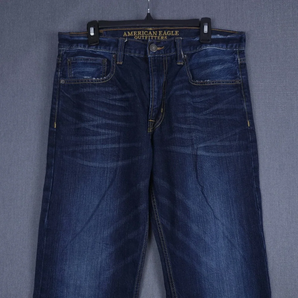 American Eagle Relaxed Straight Jeans Mens 34x32 (Fits 34x31) Dark Wash Denim